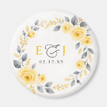 Elegante Waterverf Bloemengeel Grijze Huwelijk