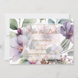Elegante Waterverf bloemengouden bruiloft Save The Date