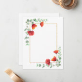Elegante Waterverf Bloemengrens Papaver Stationery Notitiekaartje (Voorkant / Achterkant in situ)
