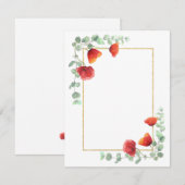 Elegante Waterverf Bloemengrens Papaver Stationery Notitiekaartje (Voorkant / Achterkant)