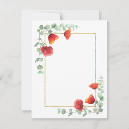 Elegante Waterverf Bloemengrens Papaver Stationery Notitiekaartje