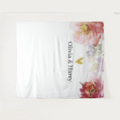 Elegante Waterverf Bloemenhart Bruiloft Achtergron Wandkleed (Voorkant (horizontaal))