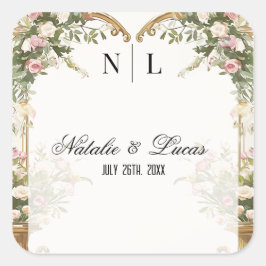 Elegante Waterverf Bloemenhart thema Vierkante Sticker