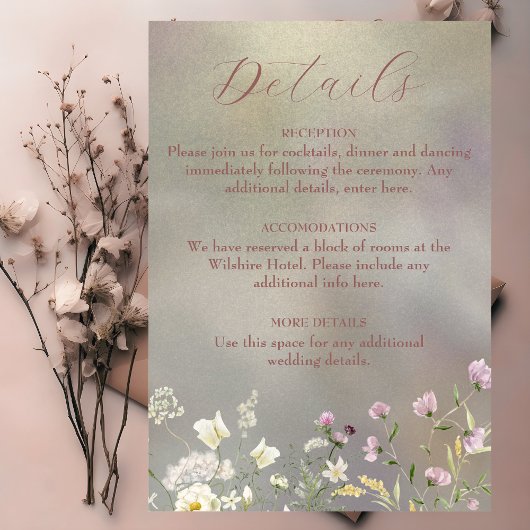 Elegante Waterverf bloemenherfst Informatiekaartje