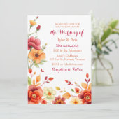 Elegante Waterverf bloemenherfstbruiloft Kaart (Staand voorkant)