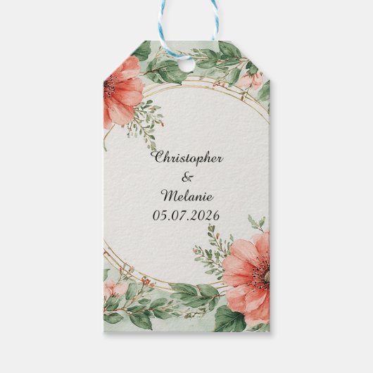Elegante waterverf bloemenkader cadeaulabel (Voorkant)