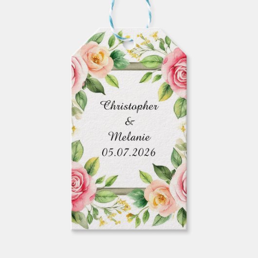 Elegante waterverf bloemenkader  cadeaulabel (Voorkant)