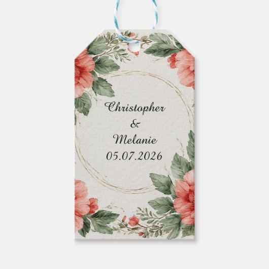 Elegante waterverf bloemenkader cadeaulabel (Voorkant)