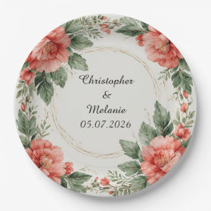 Elegante waterverf bloemenkader papieren bordje