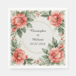 Elegante waterverf bloemenkader servet