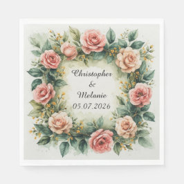 Elegante waterverf bloemenkader  servet