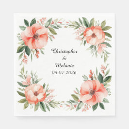 Elegante waterverf bloemenkader servet