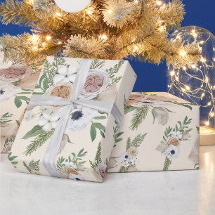 Elegante Waterverf bloemenkerst Cadeaupapier