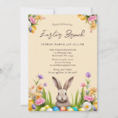 Elegante Waterverf bloemenkonijn Pasen Kaart (Voorkant)