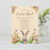 Elegante Waterverf bloemenkonijn Pasen Kaart (Staand voorkant)