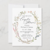 Elegante waterverf bloemenkoppels douchebruiloft kaart (Voorkant)