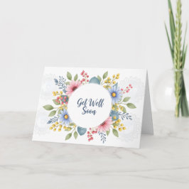 Elegante waterverf bloemenkrans Beterschap  Kaart