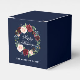 Elegante waterverf bloemenkrans fijne feestdagen bedankdoosjes