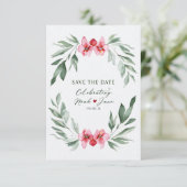 Elegante Waterverf Bloemenkrans Save the Date Kaart (Staand voorkant)