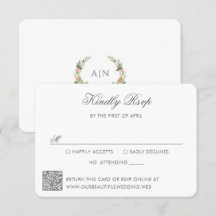Elegante Waterverf Bloemenkroon QR Code Bruiloft