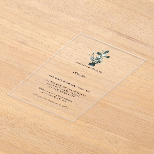 Elegante Waterverf Bloemenkruis bevestiging Acryl Uitnodigingen (Laagn)