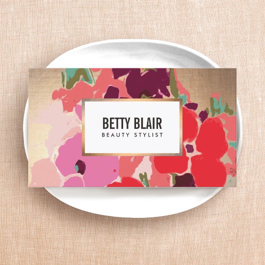 Elegante Waterverf Bloemenkunst Visitekaartje