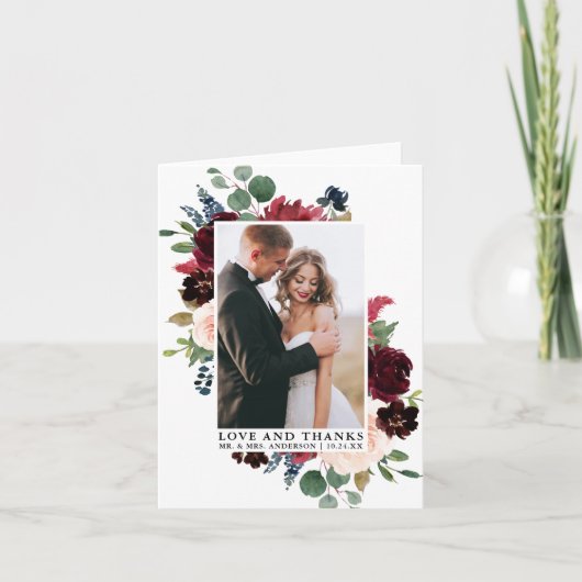 Elegante Waterverf Bloemenliefde Bedankt Note (Voorkant)