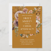 Elegante waterverf bloemenmosterd sinaasappel Swee Kaart (Voorkant)