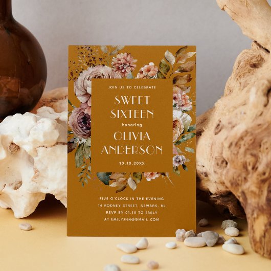 Elegante waterverf bloemenmosterd sinaasappel Swee Kaart