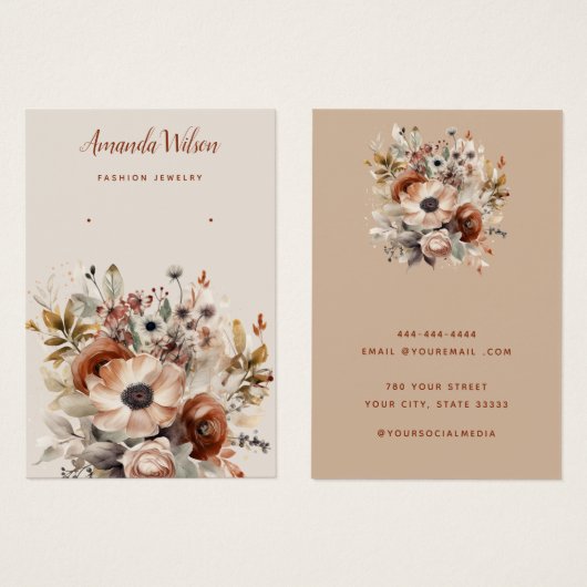 Elegante waterverf bloemenoorbel display kaart (Voorkant /achterkant)