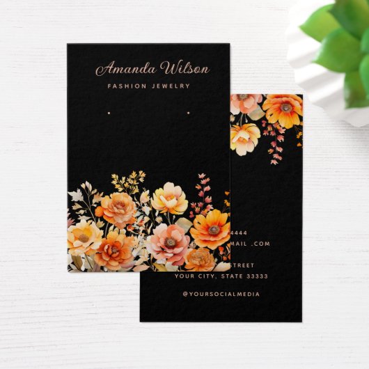 Elegante waterverf bloemenoorbel display kaart (Bureau)