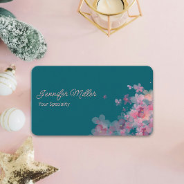 Elegante waterverf bloemenpastel donkerblauw visitekaartje