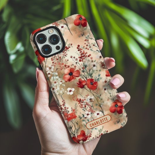 Elegante Waterverf Bloemenpatroon gepersonaliseerd Case-Mate iPhone Case
