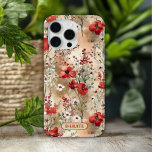Elegante Waterverf Bloemenpatroon gepersonaliseerd iPhone 15 Pro Max Hoesje<br><div class="desc">De elegante Waterverf Floral Pattern Personalized Name iPhone Case is voorzien van een sierlijk waterverf bloemenpatroon in rood,  groen,  wit en beige met jouw naam hieronder in de moderne scripttypografie. Perfect als cadeau voor Moederdag,  verjaardag,  kerst en meer. Ontworpen door ©2024 Evco Studio www.zazzle.com/store/evcostudio</div>