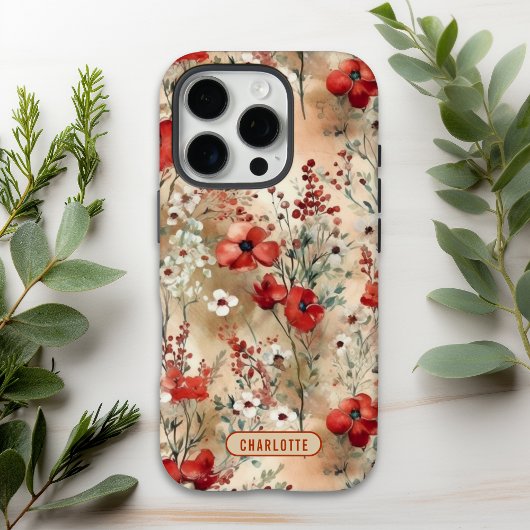 Elegante Waterverf Bloemenpatroon gepersonaliseerd Case-Mate iPhone Case