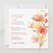 Elegante Waterverf bloemenroest terracotta bruilof Kaart (Voorkant)