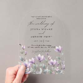 Elegante waterverf bloemenscript bruiloft acryl uitnodigingen
