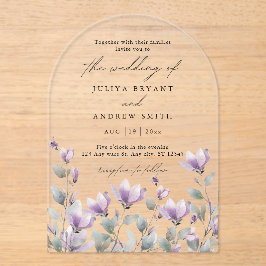 Elegante waterverf bloemenscript bruiloft acryl uitnodigingen