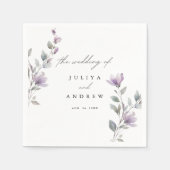 Elegante waterverf bloemenscript bruiloft servet (Voorkant)