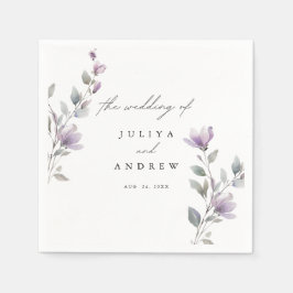 Elegante waterverf bloemenscript bruiloft servet