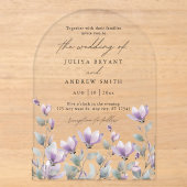 Elegante waterverf bloemenscriptuur bruiloft acryl uitnodigingen (Voorkant)