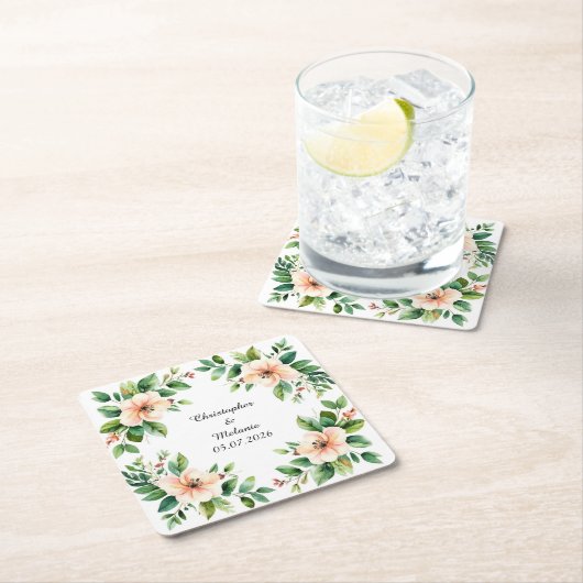 Elegante waterverf bloemensierlijst  kartonnen onderzetters (Insitu)