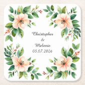 Elegante waterverf bloemensierlijst  kartonnen onderzetters (Voorkant)