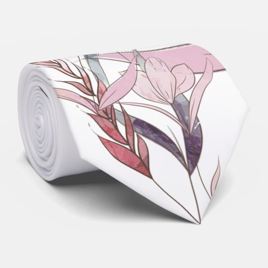 Elegante Waterverf bloemenstropdas – Romantische h Stropdas (Opgerold)