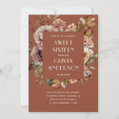 Elegante waterverf bloementerracotta Sweet 16 Kaart (Voorkant)