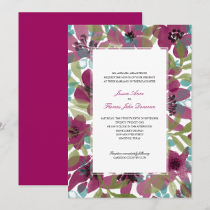 Elegante Waterverf bloementuin Bruiloft Kaart
