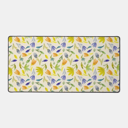 Elegante Waterverf bloementuin Bureaumat (Voorkant)