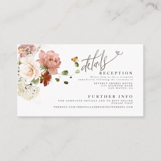 Elegante Waterverf bloementuin Informatiekaartje (Voorkant)