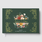 Elegante Waterverf Bloementuin Trouwgoud Gastenboek (Voorkant)