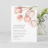 Elegante Waterverf bloementulp bruiloft Kaart (Staand voorkant)